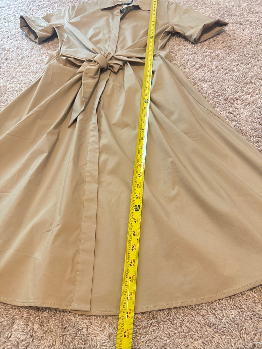 NWT Ralph Lauren Beige Tie-Front Midi Shirt Dress Size 8 - Picture 14 of 16